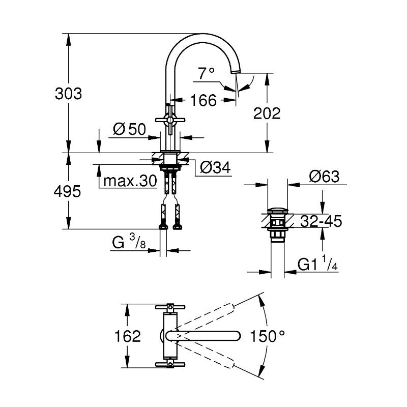 смеситель для раковины grohe atrio new 21019003, хром в Алматы фото № 3