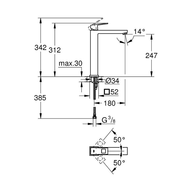смеситель для раковины grohe eurocube 23406000, хром в Алматы фото № 3