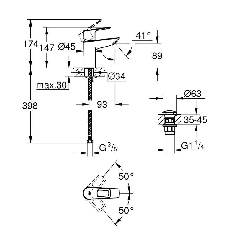 смеситель для раковины grohe bauloop 23878001, хром в Алматы фото № 2