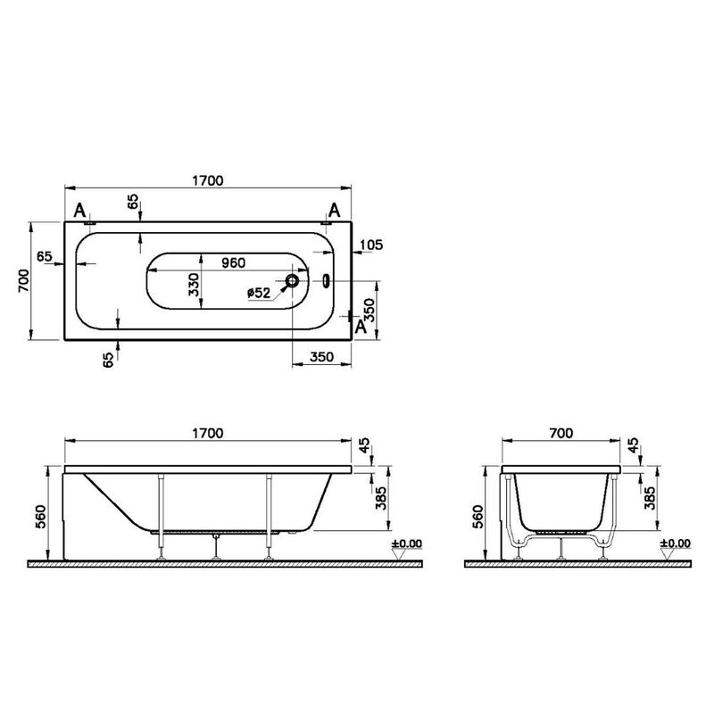 Ванна акриловая vitra optimum neo 170x70 64530001000 в Алматы фото № 2