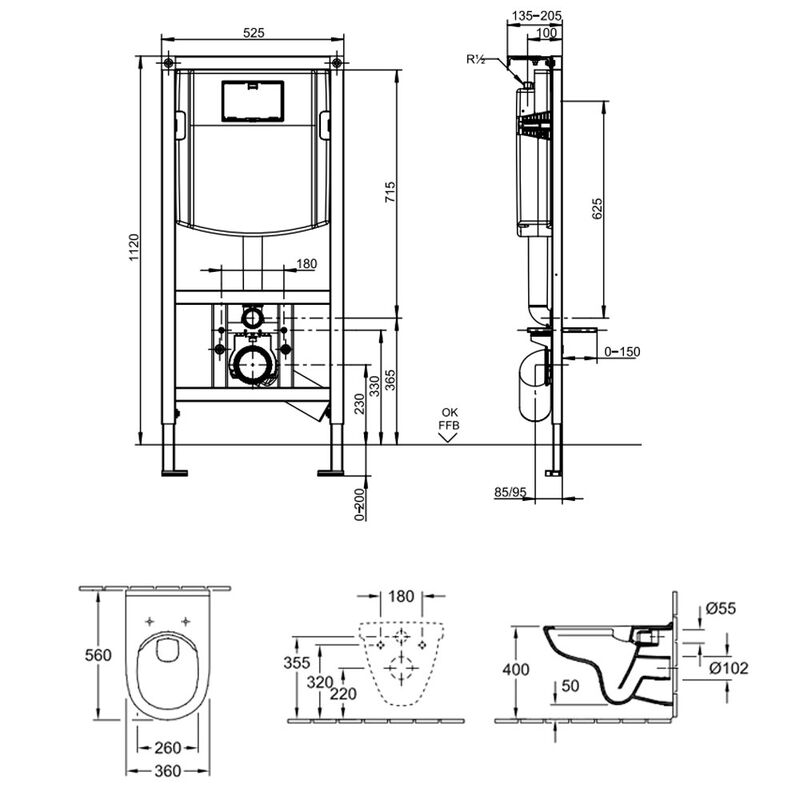 унитаз с инсталляцией 4в1 villeroy boch o. novo 5660d301 в Алматы фото № 2