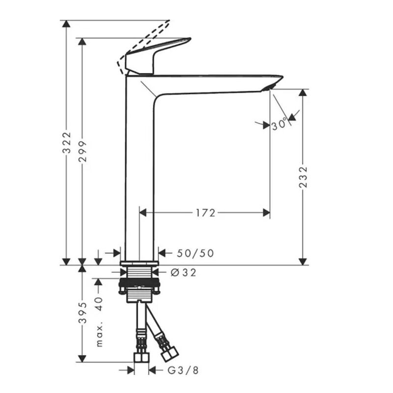 смеситель для раковины hansgrohe logis 71258000 хром в Алматы фото № 2
