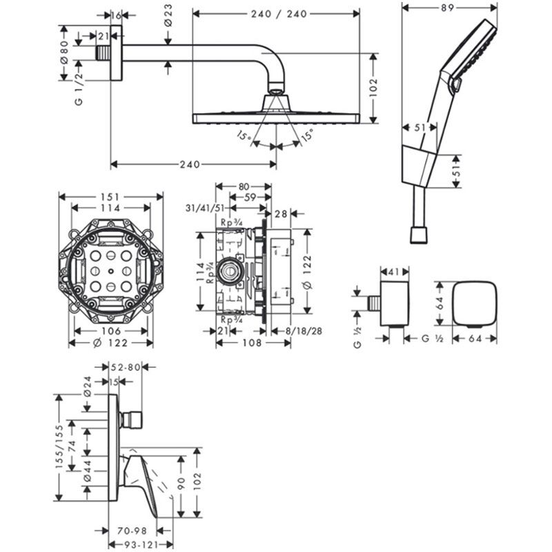 Душевая система hansgrohe crometta 1jet 27957000 240 хром в Алматы фото № 2