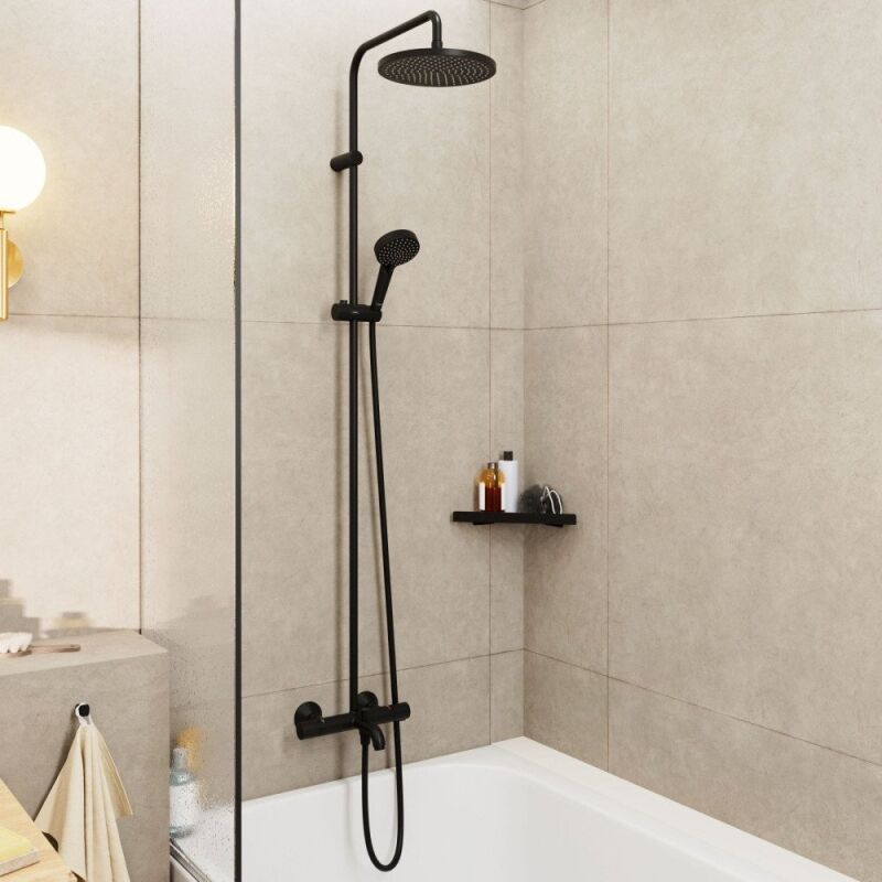 Душевая система hansgrohe vernis blend 26899670 240 черная матовая с термостатом в Алматы фото № 2