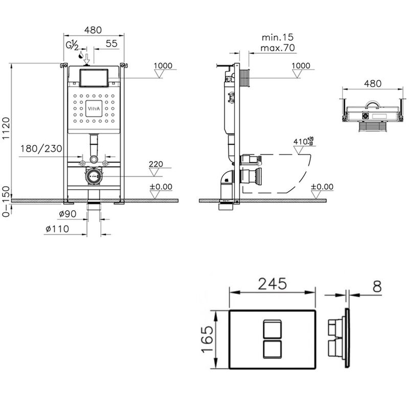 Инсталляция 3в1 v-fix сore 732-5800-01 740-0180 twin хром в Алматы фото № 3
