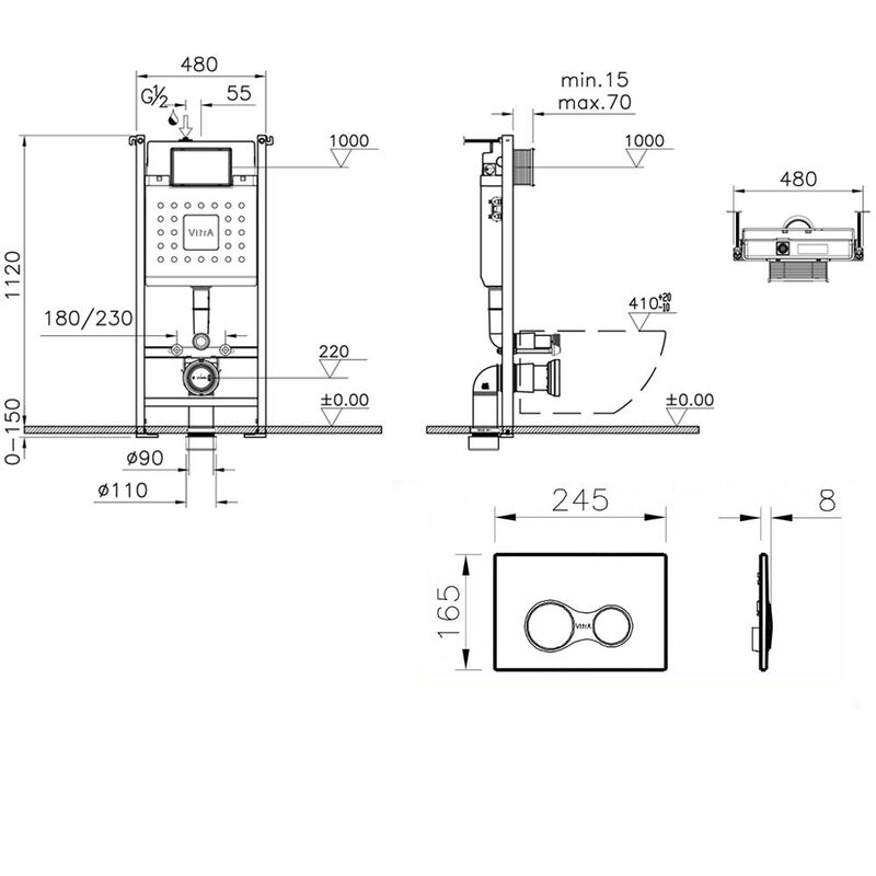 Инсталляция 3в1 v-fix сore 732-5800-01 740-0411 sirius черная-хром в Алматы фото № 3