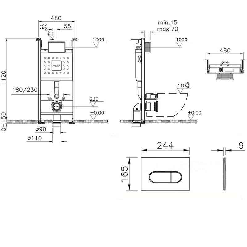 Инсталляция 3в1 v-fix сore 732-5800-01 740-2200 round белая в Алматы фото № 3