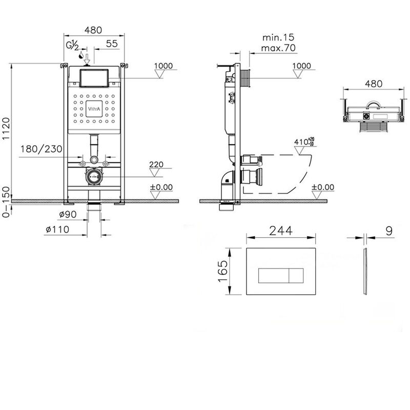 Инсталляция 3в1 v-fix сore 732-5800-01 740-2300 root square белая в Алматы фото № 3