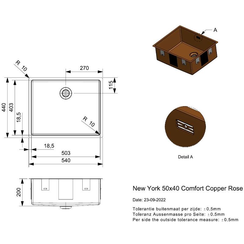 Кухонная мойка reginox new york 50x40 comfort, copper в Алматы фото № 3