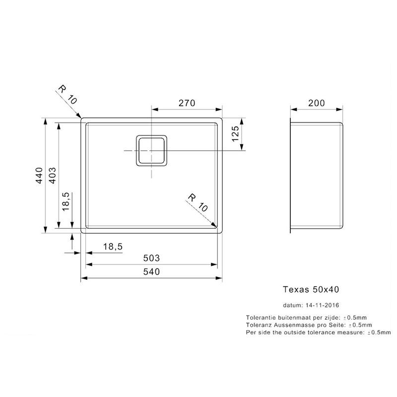 Кухонная мойка reginox texas r28032 50x40 okg, прямоугольная, нержавеющая сталь в Алматы фото № 2