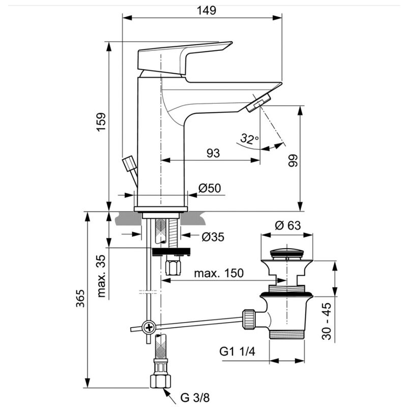 смеситель для раковины ideal standard tesi a6555aa в Алматы фото № 2