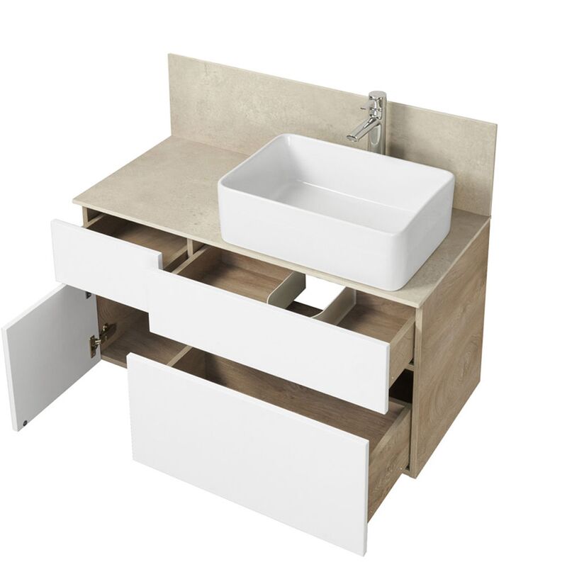 тумба с раковиной 100 см aquaton мишель 1a244101mix40+1a277103mix40 дуб эндгрейн белый в Алматы фото № 2