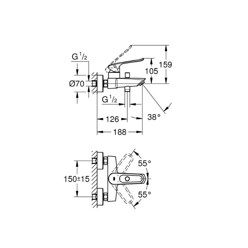 смеситель для ванны grohe eurosmart 25241003, хром в Алматы фото № 3