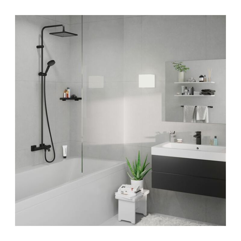 Душевая система hansgrohe vernis shape 240 26900670 с термостатом, изливом для ванны, черная в Алматы фото № 2