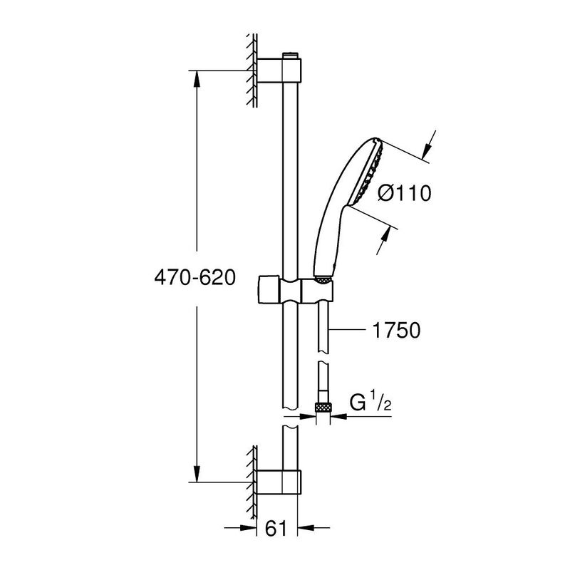 Душевой гарнитур grohe tempesta 110 27924003, 600, хром в Алматы фото № 3