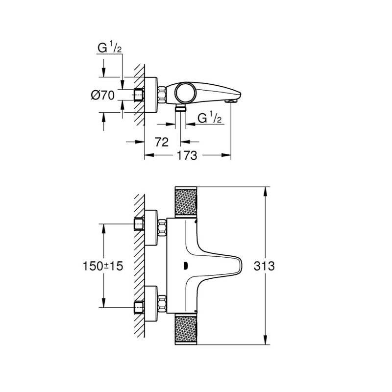 термостат для ванны grohe grohtherm 1000 performance 34830000, хром в Алматы фото № 3