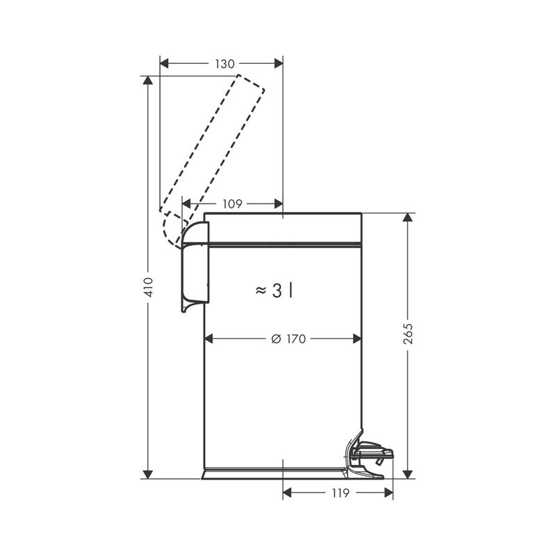 Ведро для мусора, хром hansgrohe addstoris 41775000, хром в Алматы фото № 2