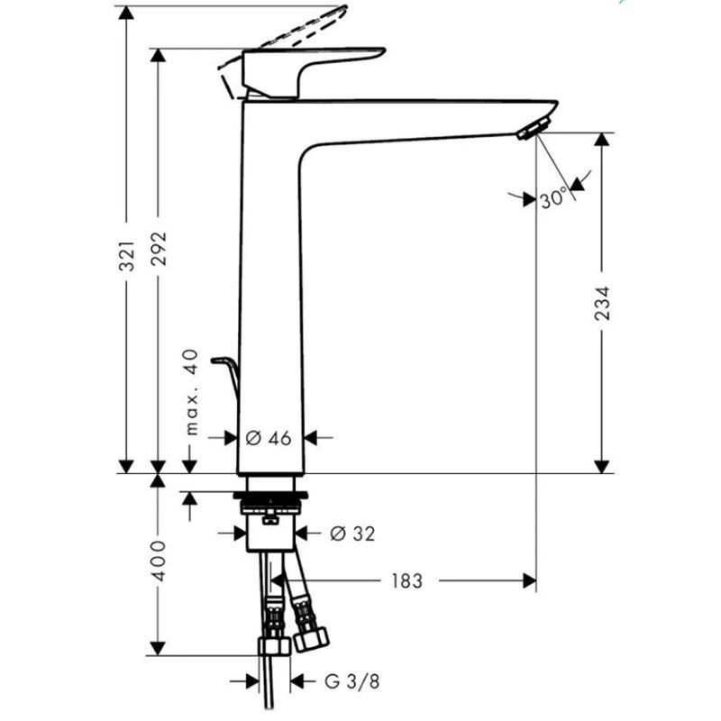 смеситель для раковины hansgrohe talis e 71716000, хром в Алматы фото № 3