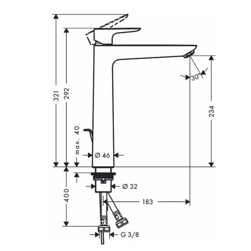 смеситель для раковины hansgrohe talis e 71716340, черный хром в Алматы фото № 2