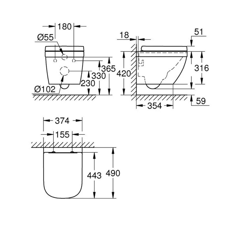 унитаз подвесной grohe euro ceramic 39693000, 49см, сиденье с микролифтом в Алматы фото № 3