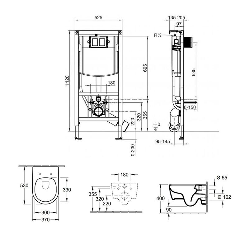 унитаз с инсталляцией 5в1 villeroy&boch avento 5656rs01 viconnect 92242700 92216168, белая-хром в Алматы фото № 5