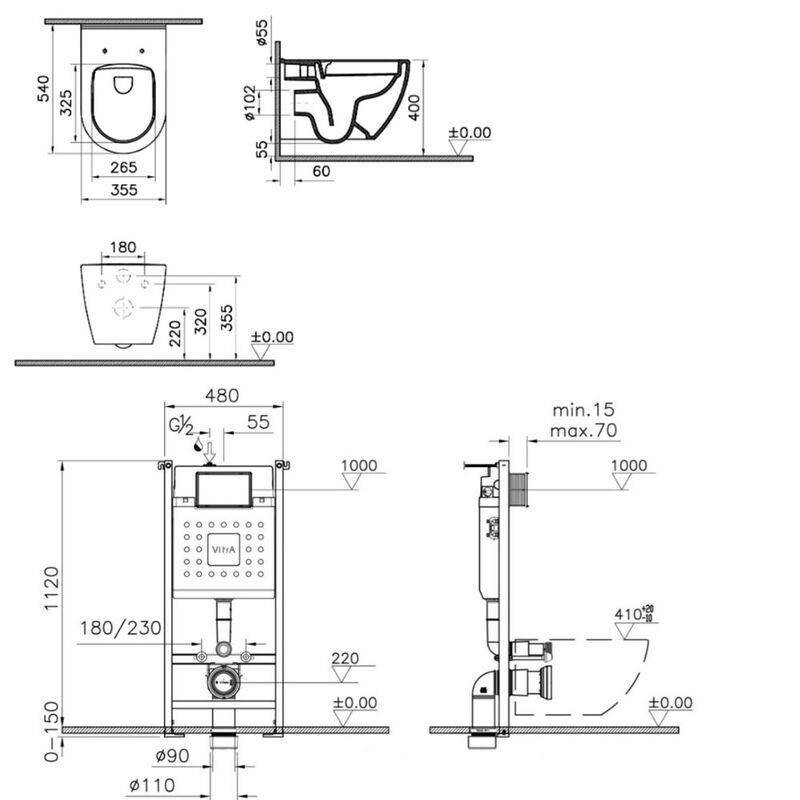 унитаз с инсталляцией 5в1 vitra mia round 7510b003-0075 800-1874/740-2211 в Алматы фото № 2