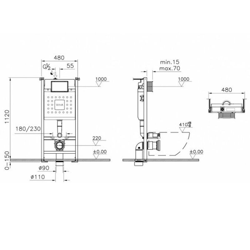 унитаз с инсталляцией 5в1 vitra mia round 7510b003-0075 700-1873 740-2280 в Алматы фото № 2
