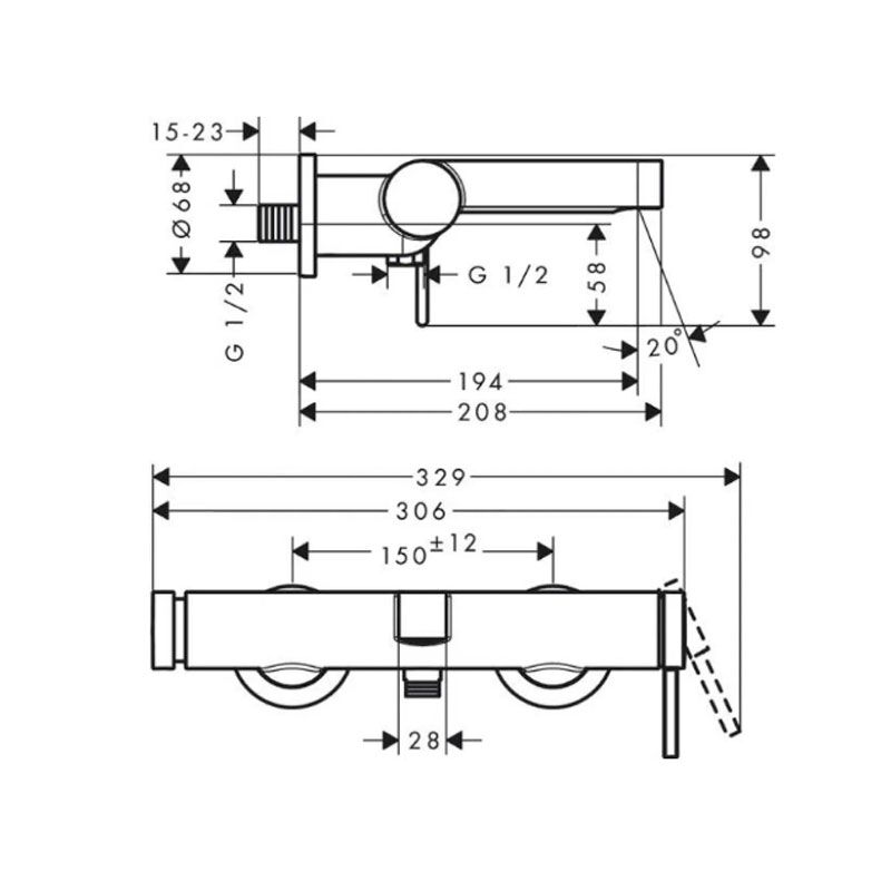смеситель для ванны hansgrohe finoris 76420000, хром в Алматы фото № 2