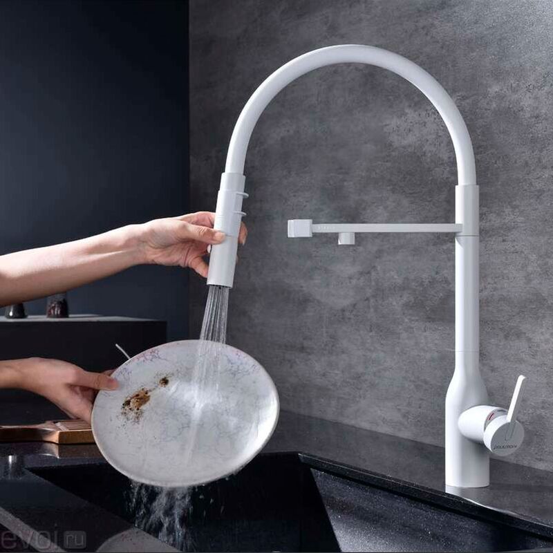 смеситель для кухни paulmark magneto one ma213188-wh, с подключением фильтра питьевой воды, белый в Алматы фото № 4