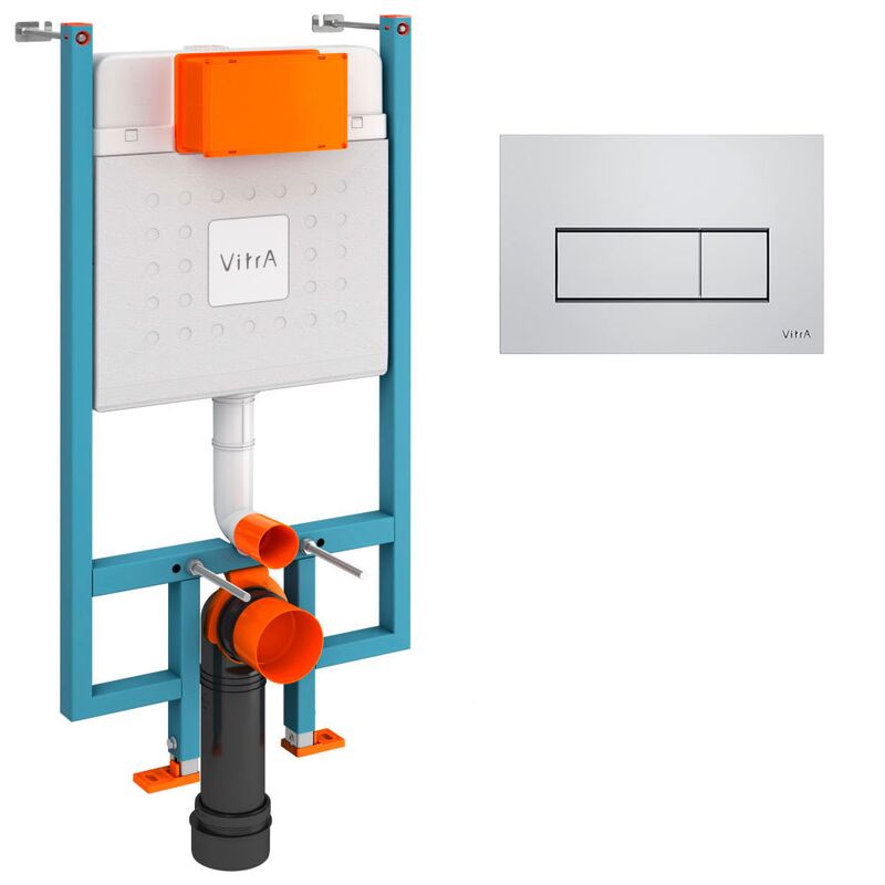 унитаз с инсталляцией 5в1 vitra zentrum s 7484b003-0075 безободковый, v-fix core 800-1875, клавиша хром root s 740-2380 в Алматы фото № 7