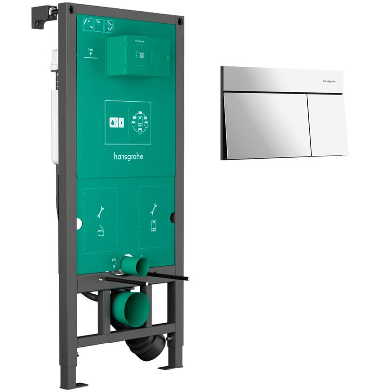 Инсталляция для унитаза 3в1 hansgrohe iframe 01022180 universal 1120 с панелью смыва element e 66003000 хром в Алматы фото № 1