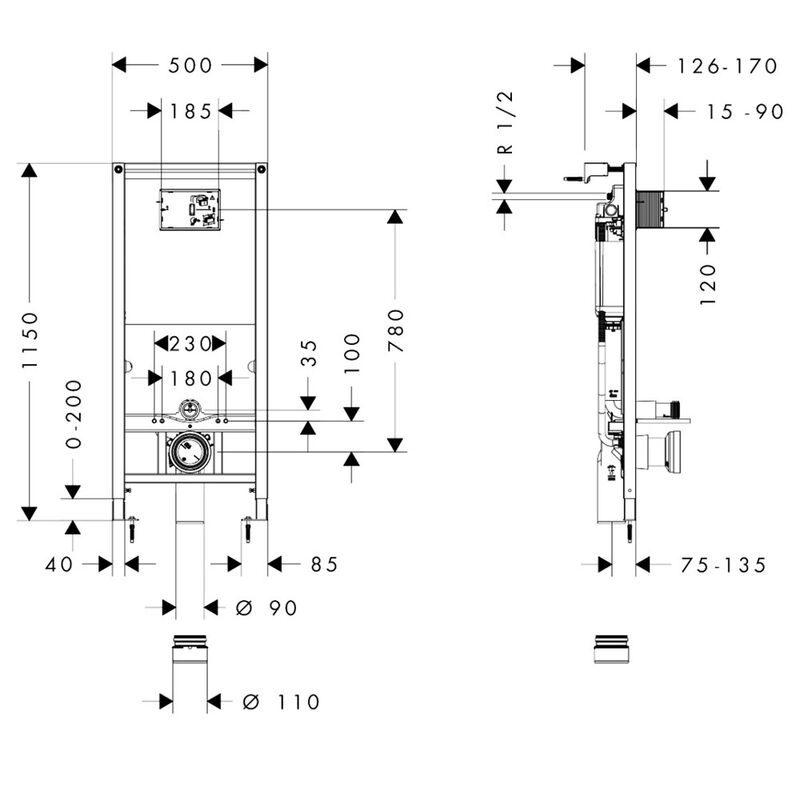 унитаз с инсталляцией 5в1 villeroy&boch subway 3.0 4670ts01 безободковый twistflush, hansgrohe iframe 01022180, клавиша хром element e 66003000 в Алматы фото № 8