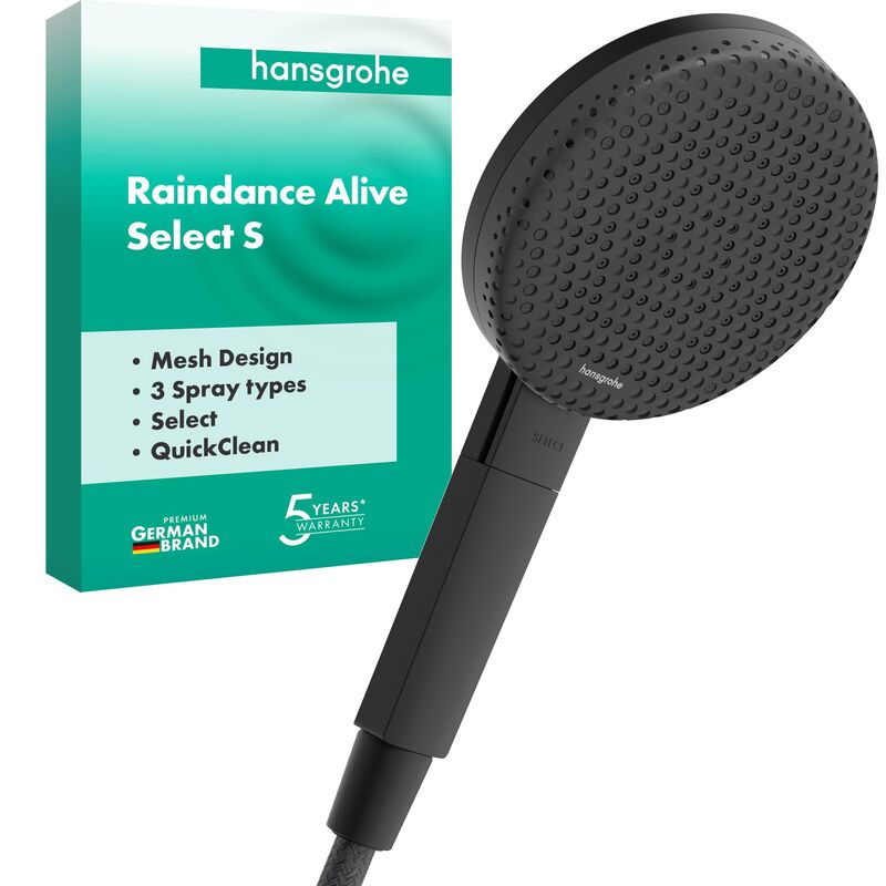 ручная лейка для душа hansgrohe raindance alive select s 24500670, черная матовая в Алматы фото № 1