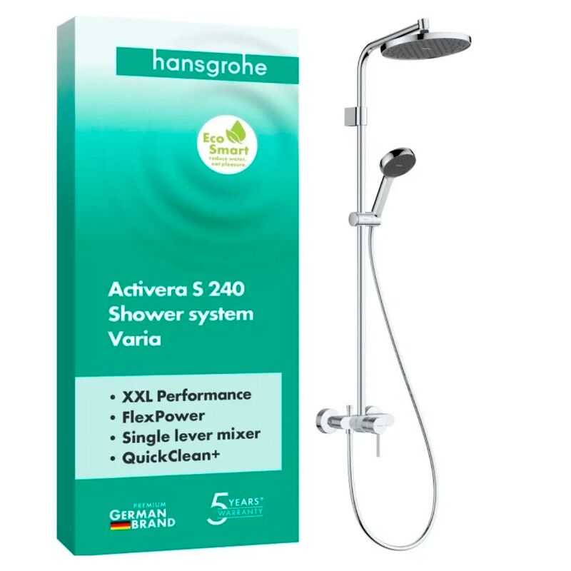 Душевая система hansgrohe activera s 240 1jet ecosmart varia 28875000, хром в Алматы фото № 1