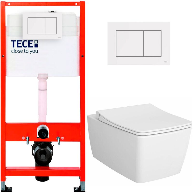 унитаз с инсталляцией 5в1 tece 9400407 vitra metropole 5671b003-0075, белая клавиша now 9240400 в Алматы фото № 1