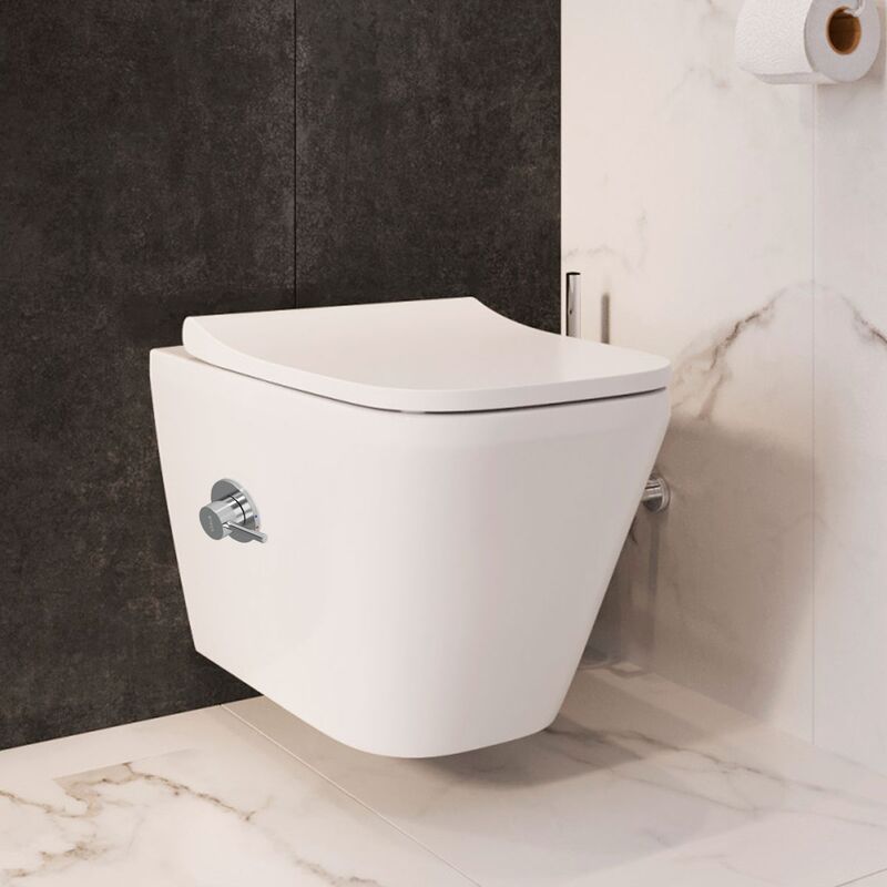 унитаз-биде с инсталляцией 5в1 tece 9400407 vitra integra 7082b003-7209 безободковый, белая клавиша now 9240400 в Алматы фото № 2