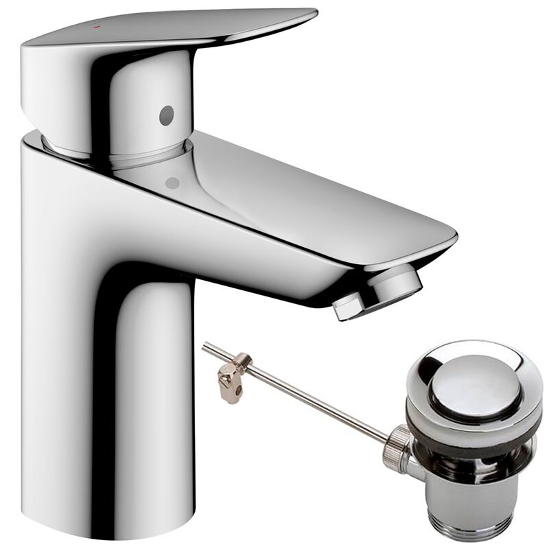 смеситель для раковины hansgrohe logis 100 71171000 со сливным гарнитуром, хром в Алматы фото № 1
