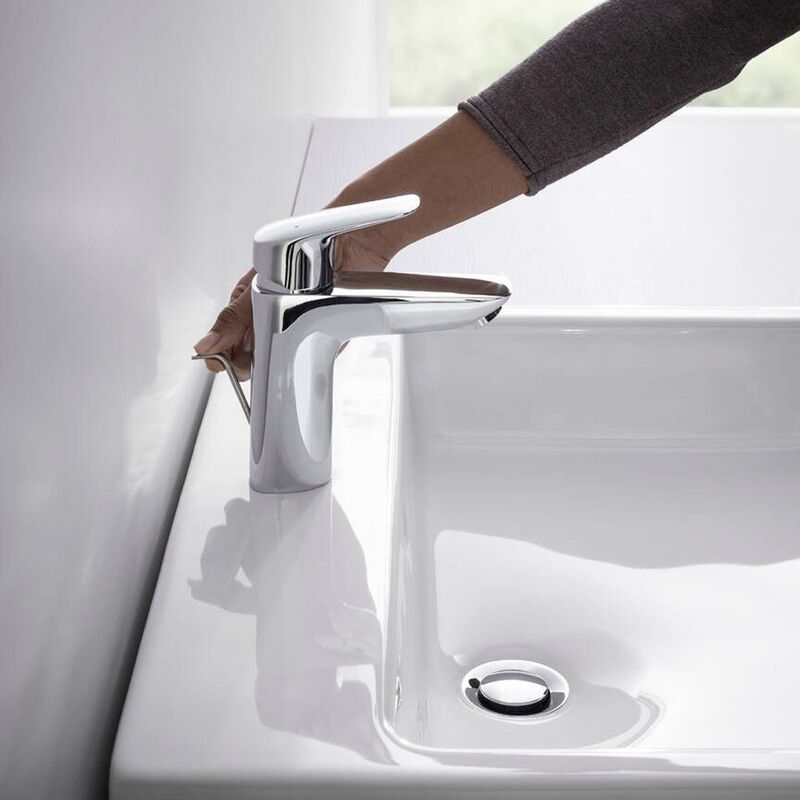 смеситель для раковины hansgrohe logis 100 71171000 со сливным гарнитуром, хром в Алматы фото № 2