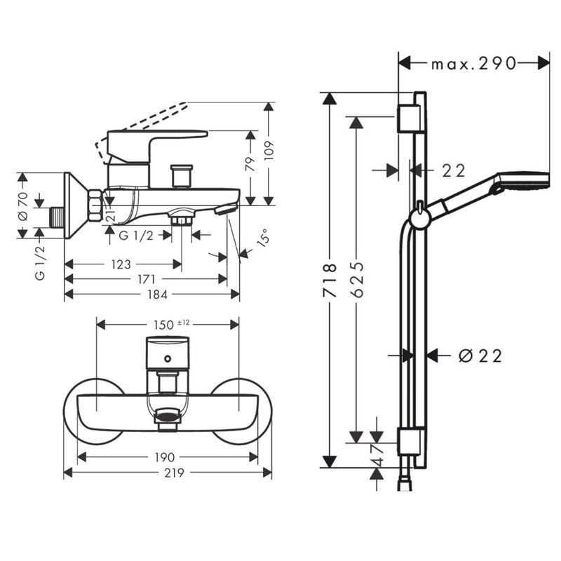 смеситель для ванны hansgrohe vernis blend 71440670 с гарнитуром vario 26422670 в Алматы фото № 2 смеситель для ванны hansgrohe vernis blend 71440670 с гарнитуром vario 26422670 в Алматы фото № 2