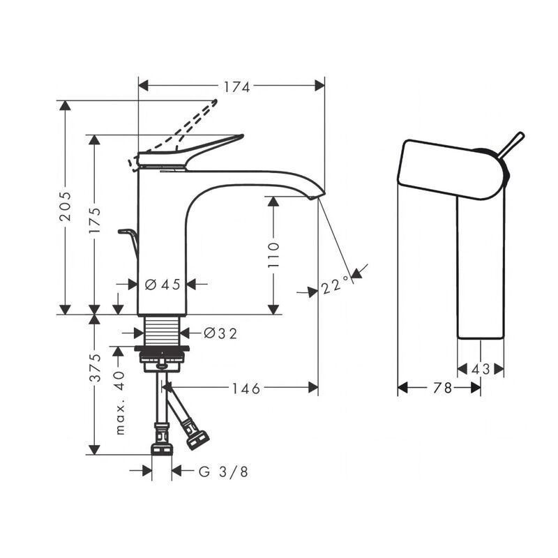 смеситель для раковины hansgrohe vivenis 75023140 coolstart с донным клапаном, бронза матовый в Алматы фото № 4