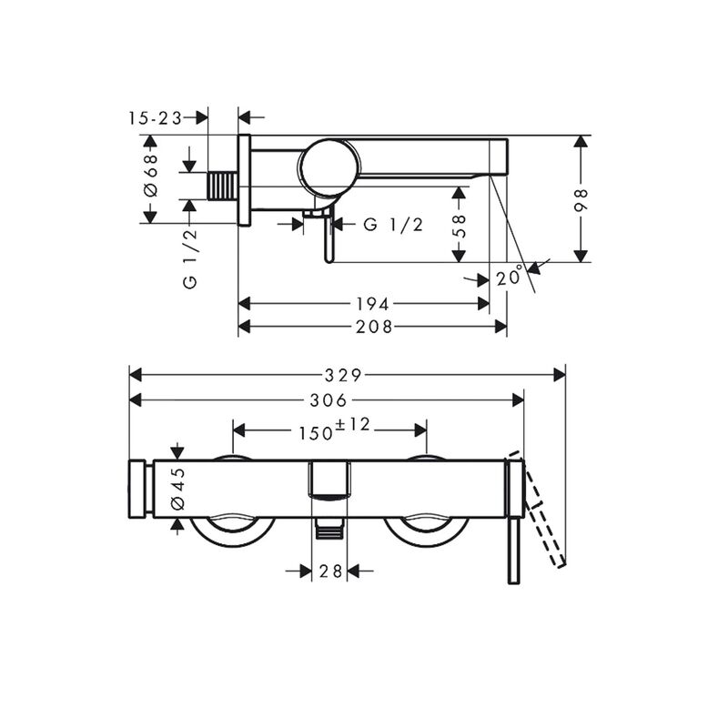 смеситель для ванны hansgrohe finoris 76420140, брашированная бронза в Алматы фото № 2