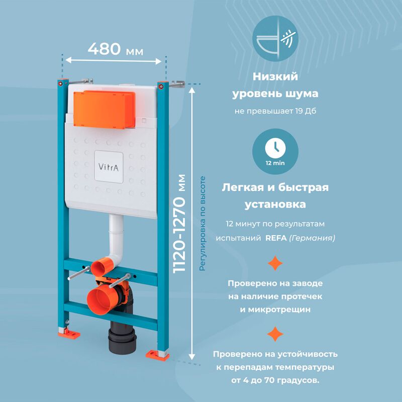Инсталляция для унитаза 3в1 vitra v-fix core 800-1873 с клавишей 740-2280 в Алматы фото № 3