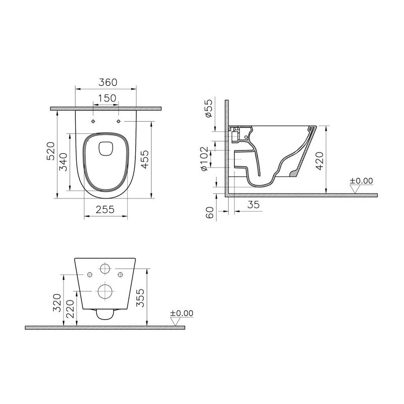 унитаз с инсталляцией tece 5в1 9400407 + vitra m50 8302b003-6404 торнадо, клавиша base 9240401 хром в Алматы фото № 6
