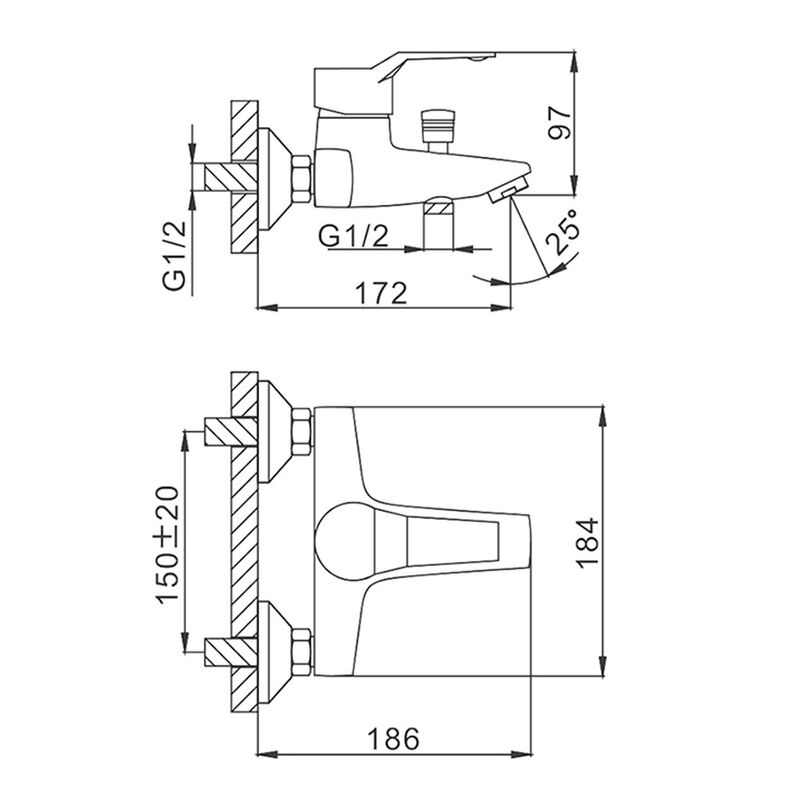 смеситель для ванны frap h63 f3063 однорычажный, хром в Алматы фото № 2