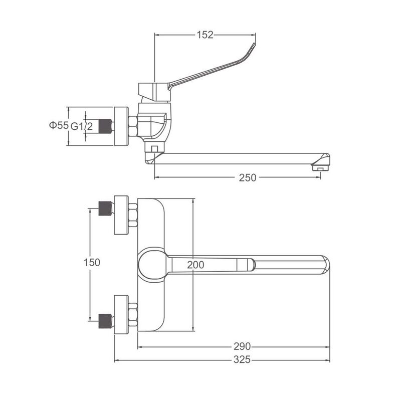 смеситель мгн для раковины hans h19.1201, однорычажный настенный, хром в Алматы фото № 2