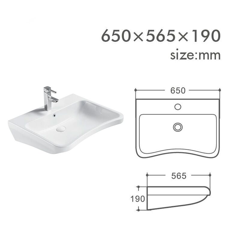 раковина подвесная hans hs-001 65x56,6см, специального назначения, белая в Алматы фото № 2