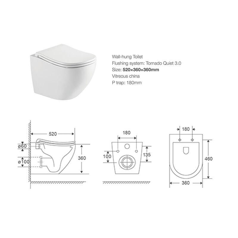 унитаз подвесной hans comfort hs-118tq cо смывом торнадо, 52x36, белый в Алматы фото № 9