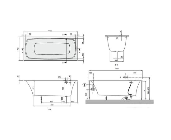 Ванна villeroy&boch 170x75 my art solo ubq170mya2v-01 с ножками в Караганде фото № 2