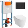 унитаз с инсталляцией 4в1 vitra v-fix core 800-1874, bella 4449b003-0101, клавиша root r черная в Шымкенте фото № 1