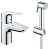 смеситель для раковины grohe bauedge 23757001 с гигиеническим душем, хром в Шымкенте фото № 1